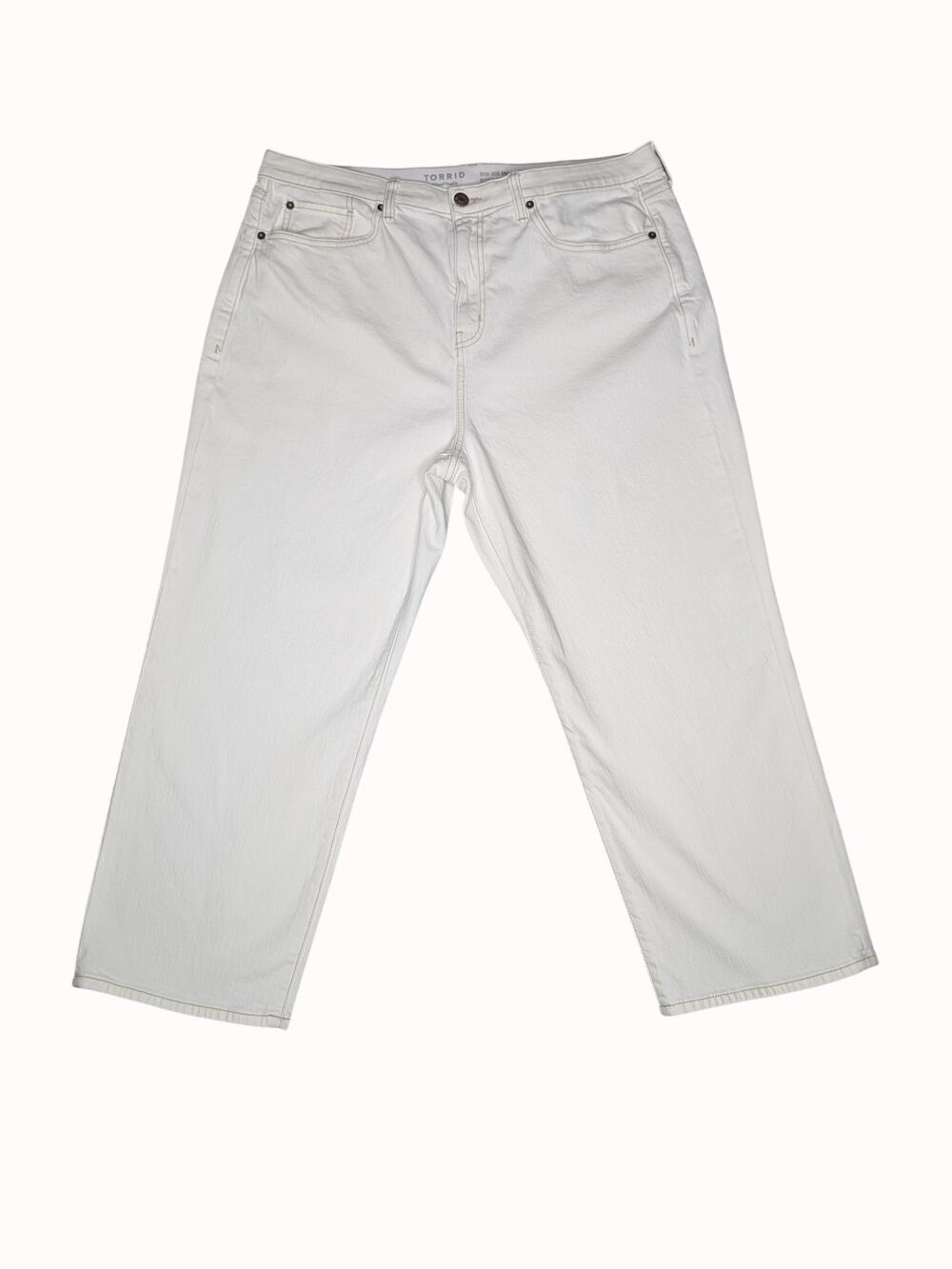 Torrid Womens Ankle Crop High Rise Straight Jeans Size 18 White Denim Minimalist